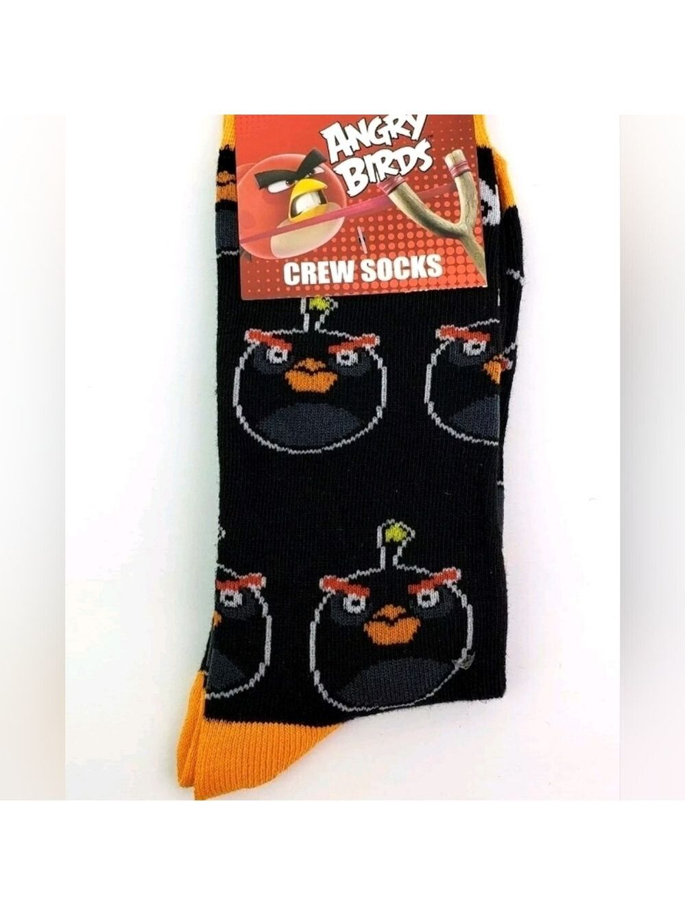 4/$25 Angry Birds Black and Yellow Novelty Crew Socks Socks New